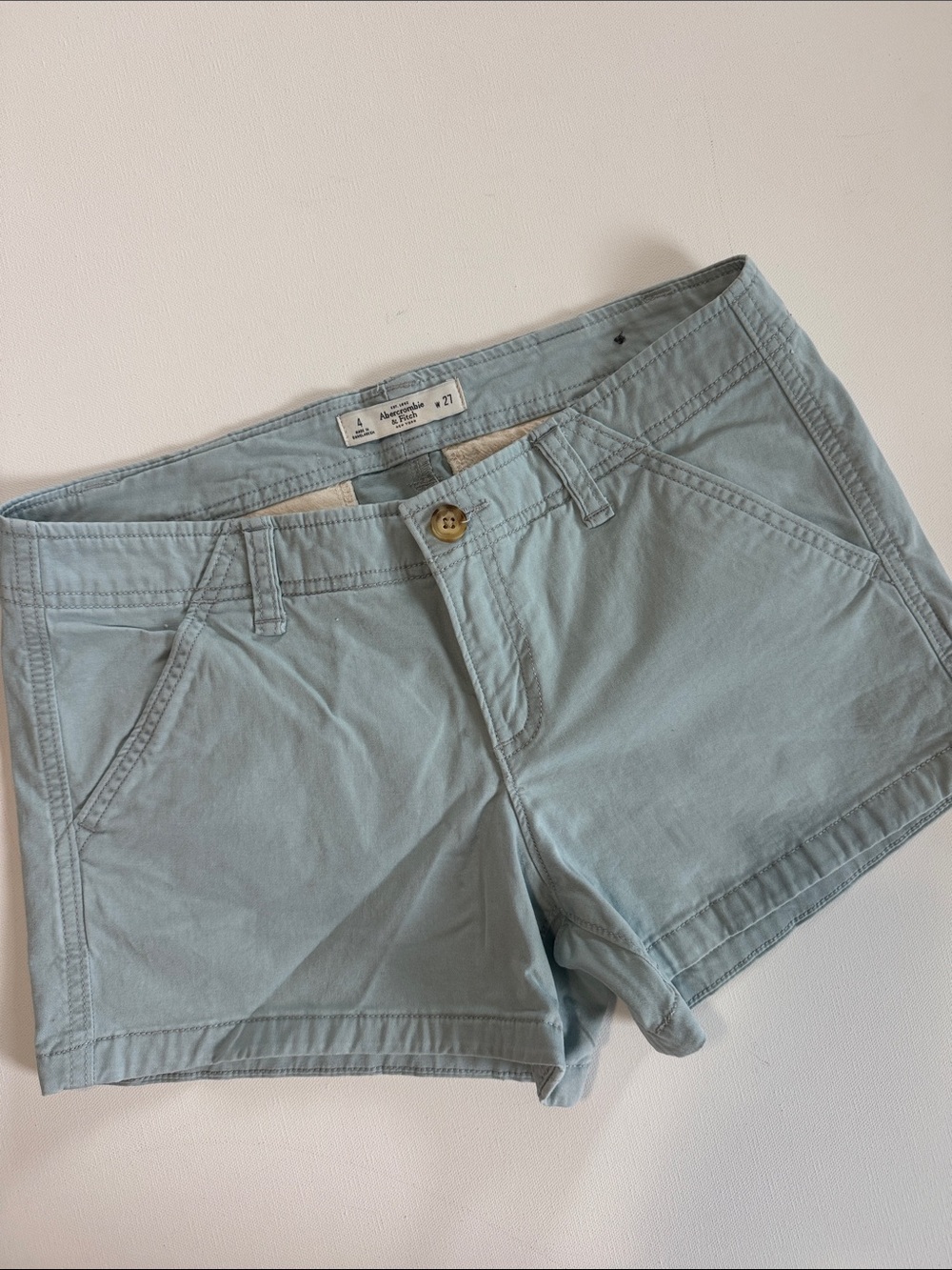 Vintage Abercrombie & Fitch Light Blue Women's Low Rise Mini Shorts